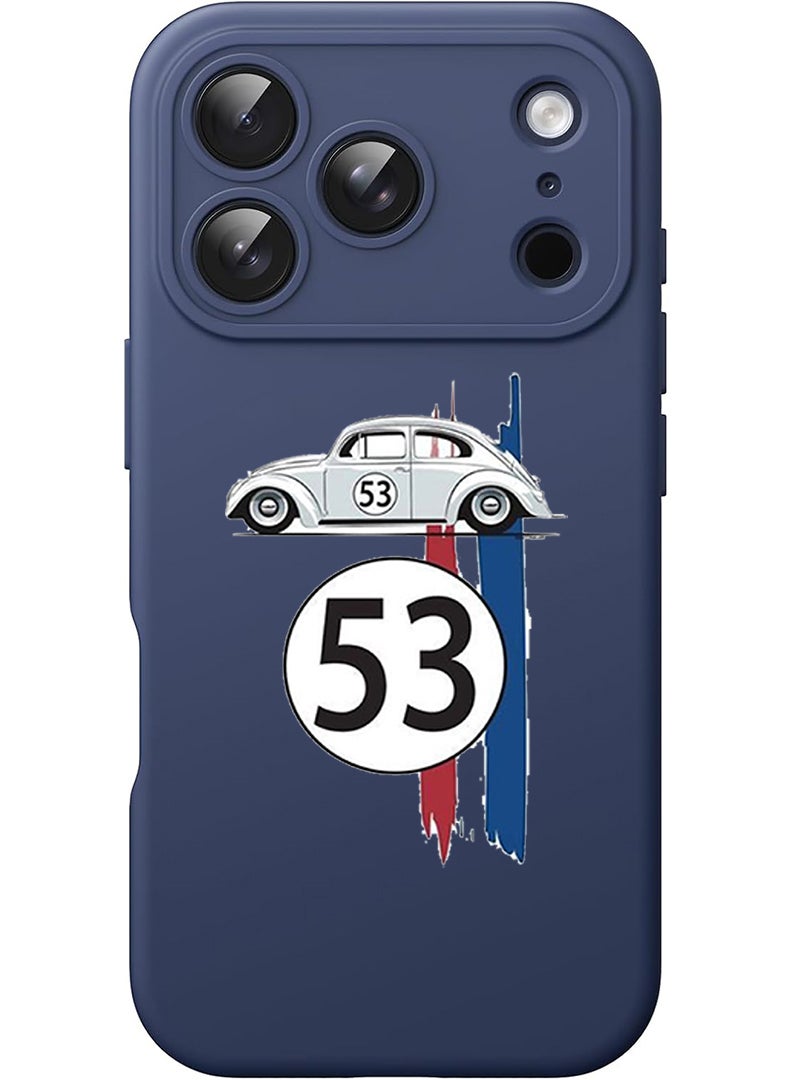 Theodor Protective Slim Fit Case Liquid Silicone Cover with Full Body Protection Anti-Scratch Shockproof Case For Apple iPhone 17 Pro (Blue) Car 53 - Image 1