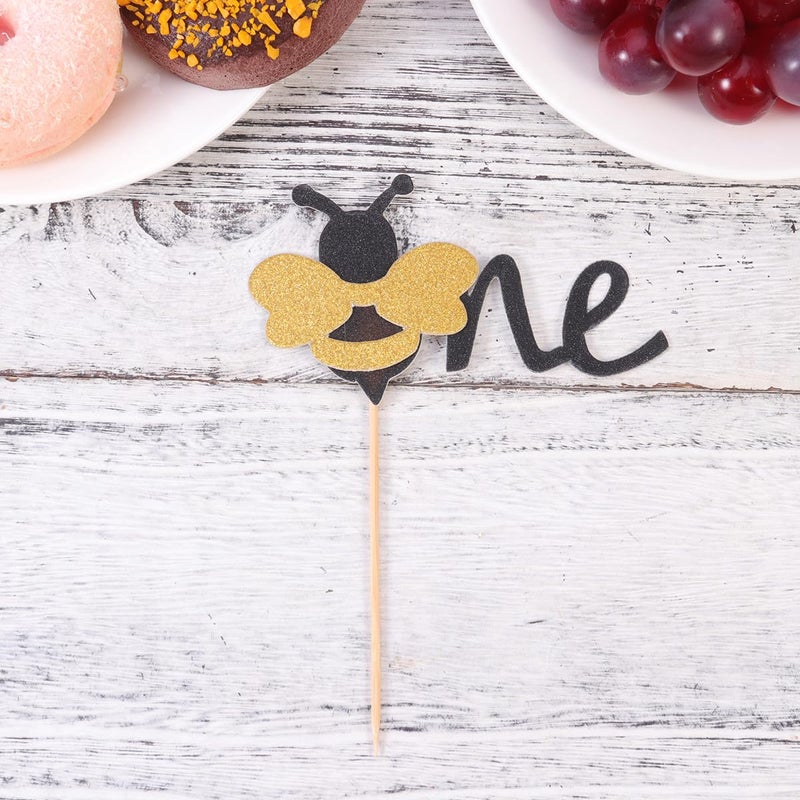 12 Pcs Bee Theme Birthday Cake Topper Decorations Non Edible Cupcake Picks For Party - Image 4