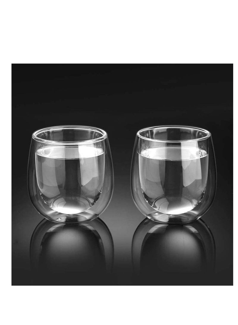 Y&D Double Wall Coffee Glasses Cups Insulated Transparent Thermo Glass Cup Set Mugs for Espresso Cappuccino Latte(250ml)  - Image 3