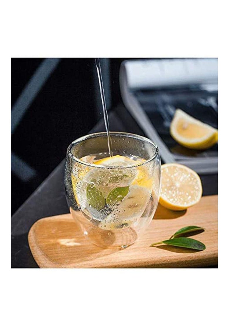 Y&D Double Wall Coffee Glasses Cups Insulated Transparent Thermo Glass Cup Set Mugs for Espresso Cappuccino Latte(250ml)  - Image 2