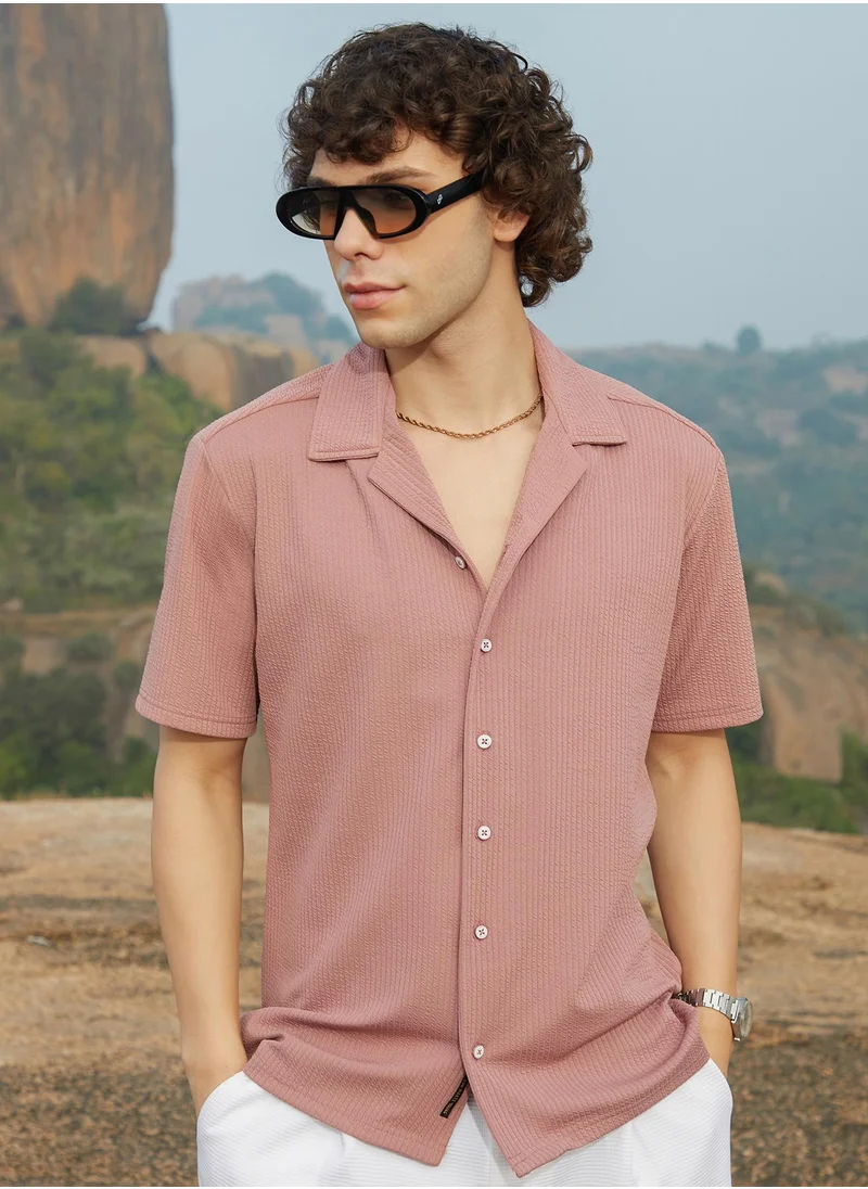 كامبوس سوترا Men's Nude Pink Rope-Ribbed Shirt