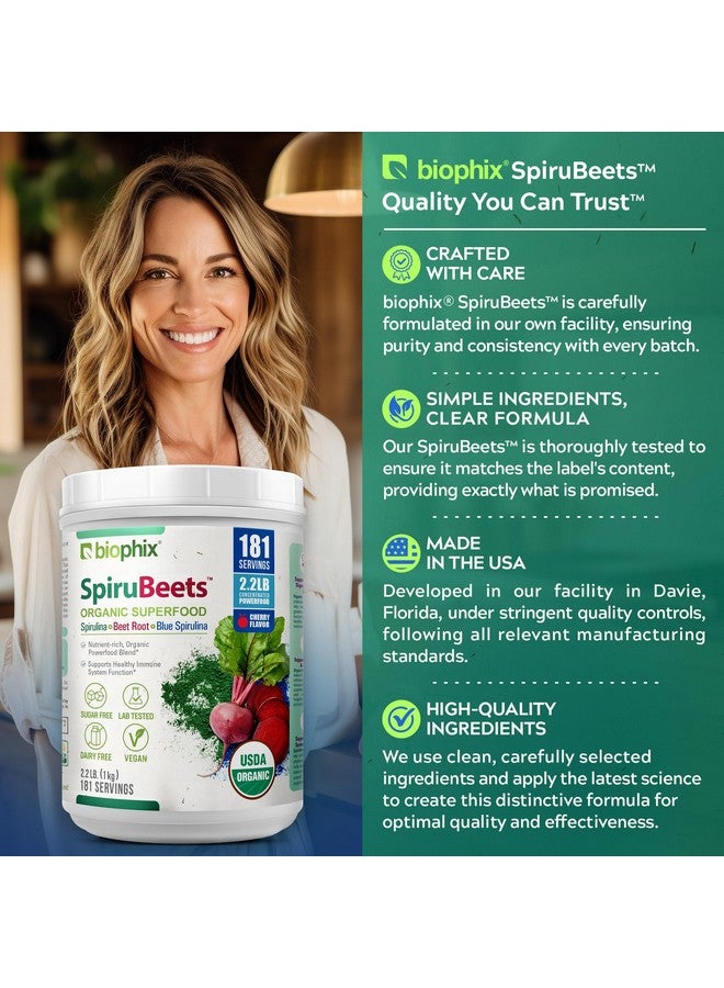 biophix Organic SpiruBeets 2.2 lbs Sprirulina - Beet Root - Protein-Rich Nutrient-Dense Superfood Powder - Rich in Nitric Oxide - Image 5