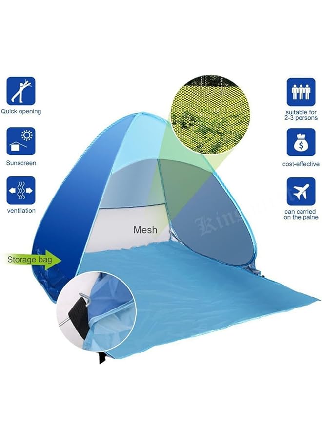 ECVV Beach Tent Compact And Portable Dome Camping Tent With Uv Protection Automatic Pop Up Design For Beach Sturdy Construction Ideal For Outdoor Sun Exposure Accommodates Strand Activities - Image 4