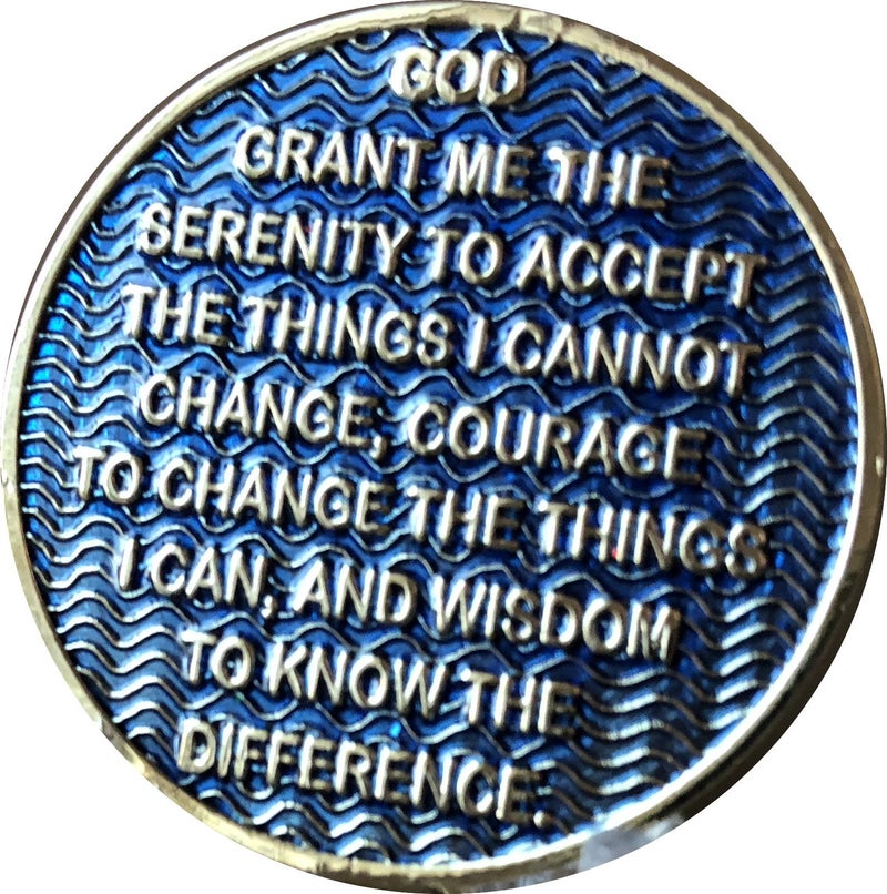 RecoveryChip 1 Year AA Medallion Dusty Blue Color Gold Plated Chip - Image 2