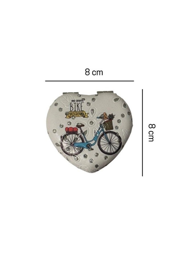 Generic Portable Compact Design Metal and Glass Mirror with Stones, 2x1 Magnification, for Makeup and Bags for Women  - Image 3
