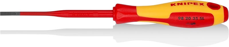 KNIPEX 98 20 35 SL Slim Screwdriver for Slotted Screws, 202 mm - Image 1