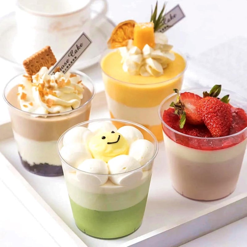 TOFLEN 50 Pack 5 oz Mini Dessert Cups with Spoons Round Cake Cups Party Serving Cups for Parfait Appetizers Cocktails Dessert Shooters  Dessert Shot Glasses - Image 5