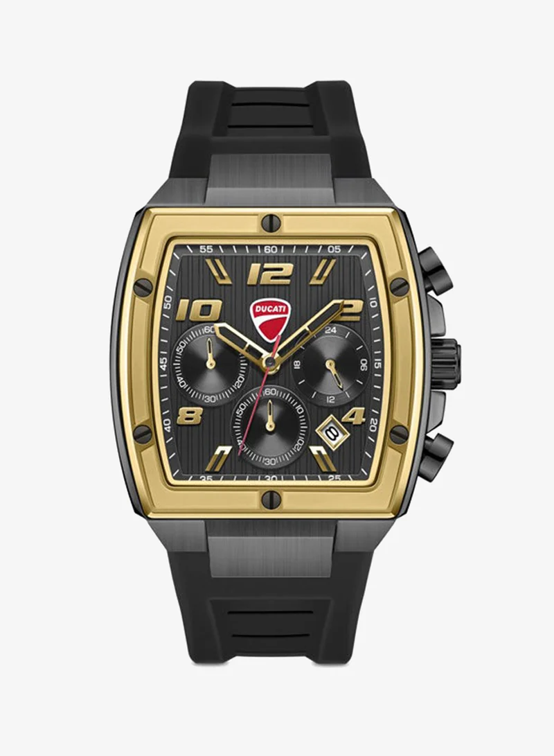 دوكاتي Pioneer Black Dial, Silicone Strap, Chronograph Watch for Men, 43mm