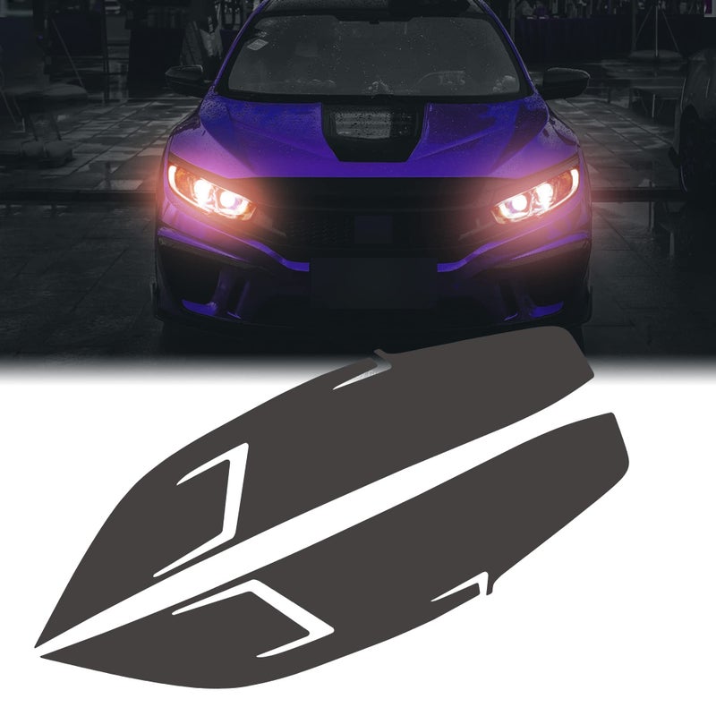 TOMALL 1 Pair Vinyl Headlight Films Smoke Tint Compatible with Honda Civic 20162021 Car Headlight Transmission Self Adhesive Stickers Exterior Vinly Smoke Decorations Trim for Car 20 Dark Black - Image 2