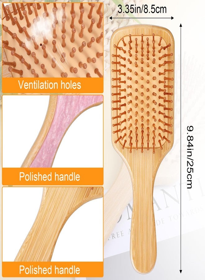 Sibba Bamboo Hair Brush with Natural Bamboo Bristles Pink Sparkle Natural Wooden Paddle Bristles Detangling Paddle Hairbrush Wooden Brush for All Hair Types & Hairs Growth for Women Girls Men - Image 2
