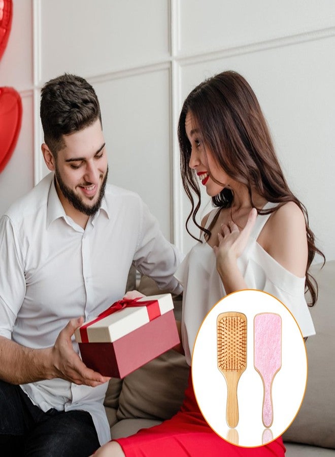 Sibba Bamboo Hair Brush with Natural Bamboo Bristles Pink Sparkle Natural Wooden Paddle Bristles Detangling Paddle Hairbrush Wooden Brush for All Hair Types & Hairs Growth for Women Girls Men - Image 5