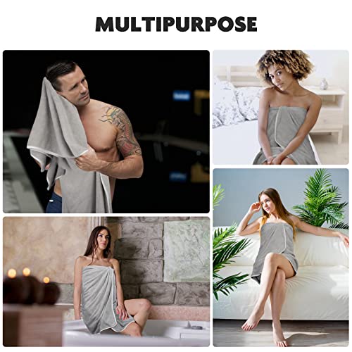 KinHwa Microfiber Bath Towel Large Bathroom Towel Absorbent Shower Towels Soft Bath Towels Large Size for Women Men Ideal for Spa, Swimming, Pool Light Gray 2 Pack 30inch x 60inch - Image 5