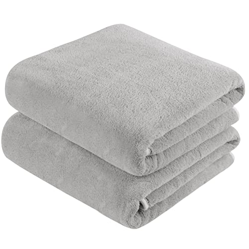KinHwa Microfiber Bath Towel Large Bathroom Towel Absorbent Shower Towels Soft Bath Towels Large Size for Women Men Ideal for Spa, Swimming, Pool Light Gray 2 Pack 30inch x 60inch - Image 1