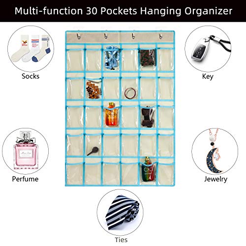 KEEPJOY Classroom Pocket Charts for Cell Phone Calculator Holders, Pocket Organizer for Cell phone Jail with 30 Clear Pockets chart Size 33.5 x 24.5 Inch Classroom Pocket Storage (Beige-30pockets) - Image 3