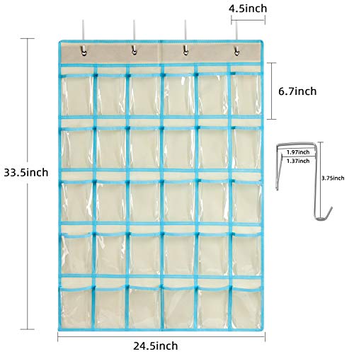 KEEPJOY Classroom Pocket Charts for Cell Phone Calculator Holders, Pocket Organizer for Cell phone Jail with 30 Clear Pockets chart Size 33.5 x 24.5 Inch Classroom Pocket Storage (Beige-30pockets) - Image 4