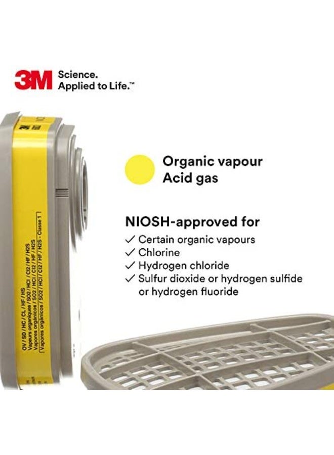 ثري ام خرطوشة 3M™ 6003 للبخار العضوي/الغازات الحمضية، زوج واحد – أصفر - Image 2