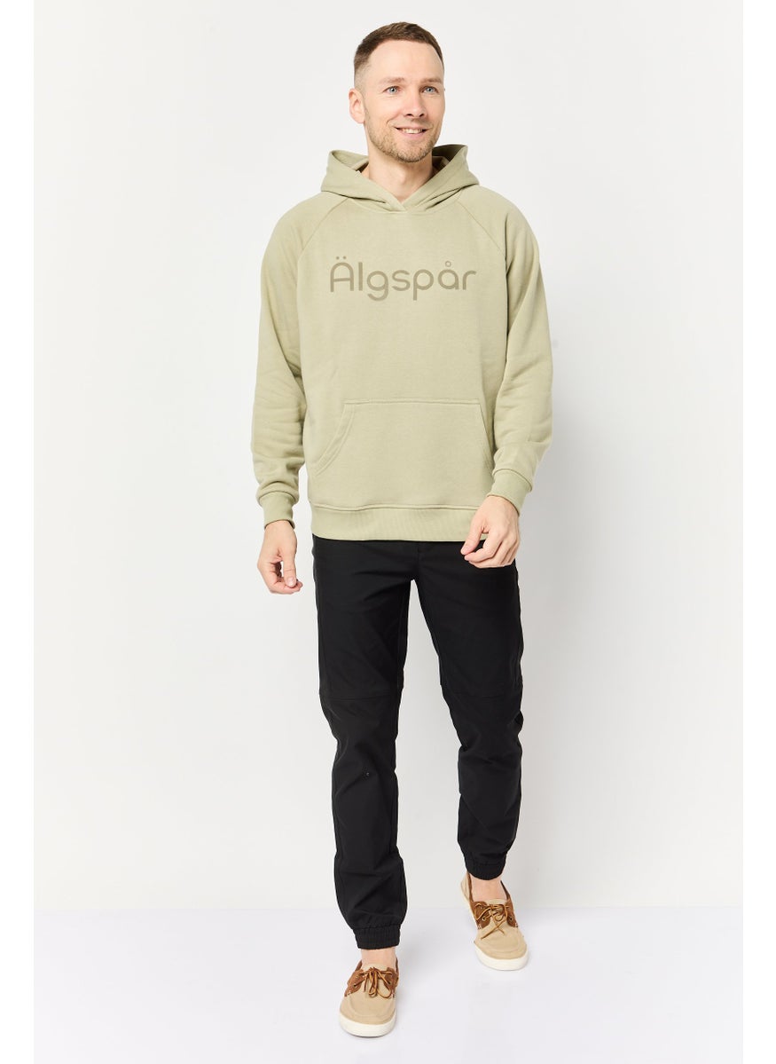 Algspar Men Brand Logo Long Sleeves Hoodie, Light Olive  - Image 2