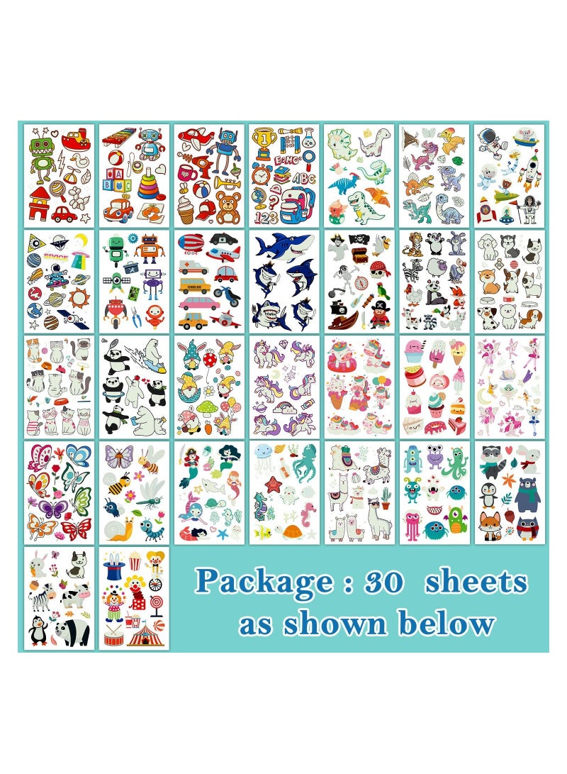 SYOSI Luminous Temporary Tattoos, Mixed Styles Tattoos Stickers with Unicorn Mermaid Dinosaur Outer Space Fake Tattoo Sticker Birthday Decorations Party Favors Supplies for Kids 30 Sheets - Image 4