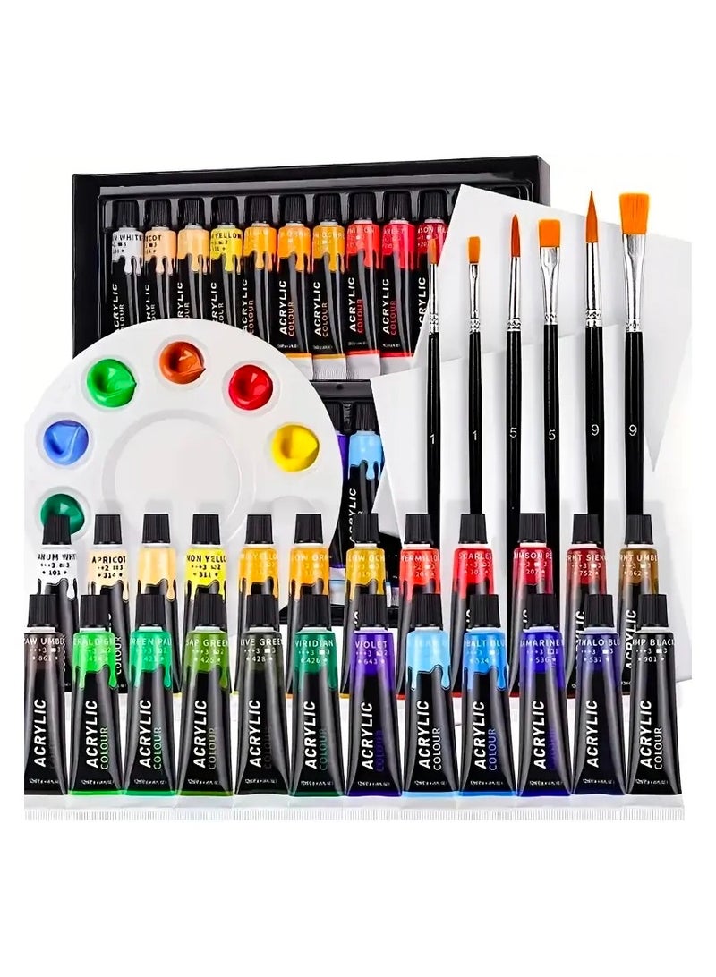 24 Colors Acrylic Paint Set(12ml/0.4oz), Tube Non-Toxic Painting Art Kit, Waterproof And Mixable Propylene Pigment For Canvas,Rock, Wood Painting, Ideal for DIY Crafts and Beginner Artists - Image 1