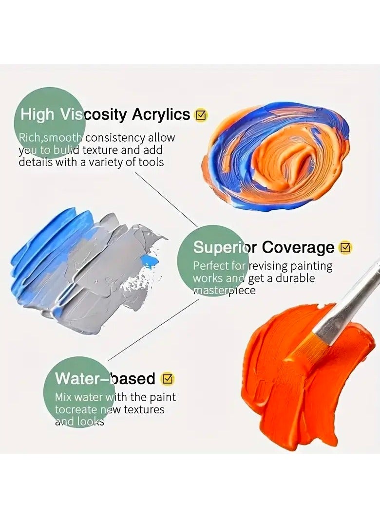 24 Colors Acrylic Paint Set(12ml/0.4oz), Tube Non-Toxic Painting Art Kit, Waterproof And Mixable Propylene Pigment For Canvas,Rock, Wood Painting, Ideal for DIY Crafts and Beginner Artists - Image 4