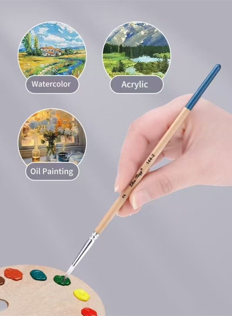 ZhuTing ‌Premium 6-Piece Nylon Brush Set for Watercolor/Acrylic/Oil - Artist & DIY Painting Brushes - Image 3