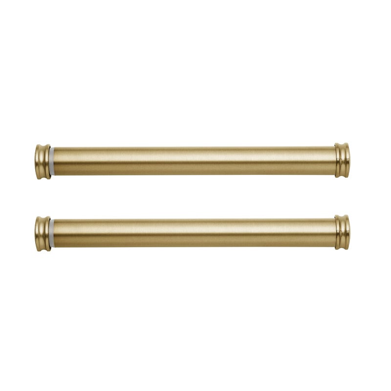 MODE Premium Collection Side Mount 1 18 Diameter Curtain Rod Set of Two with Brushed Gold End Cap Finials and Steel Wall Mounted 12 to 20 Adjustable Curtain Rods Brushed Gold