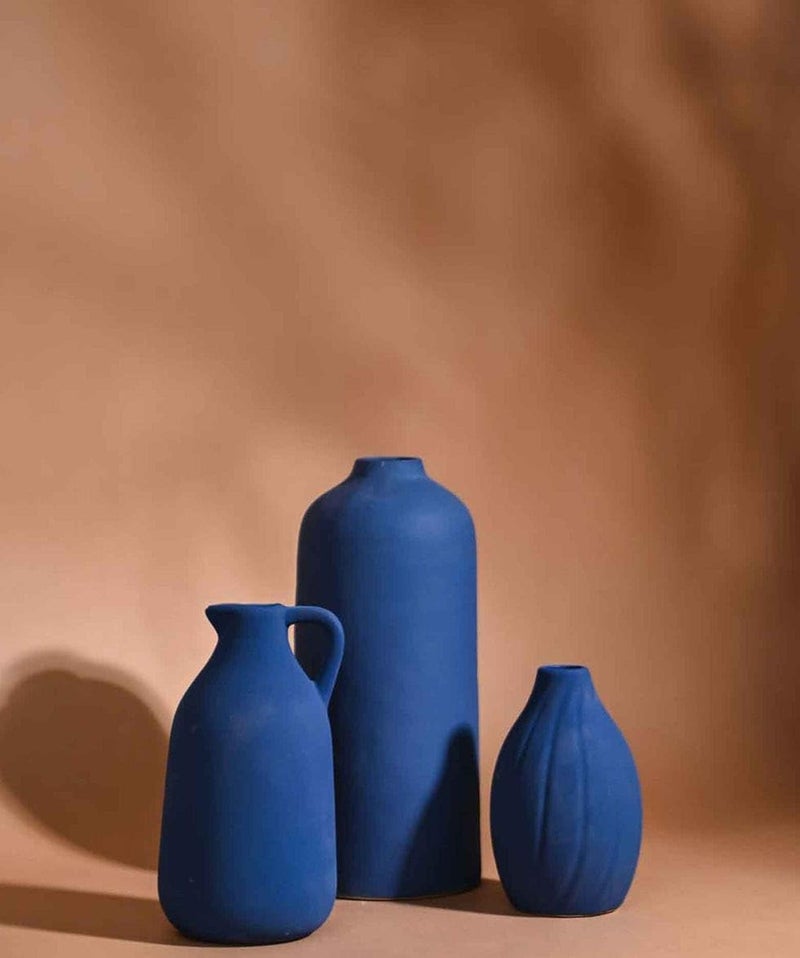 Ceramic Vases Set of 3 Blue  - Image 1