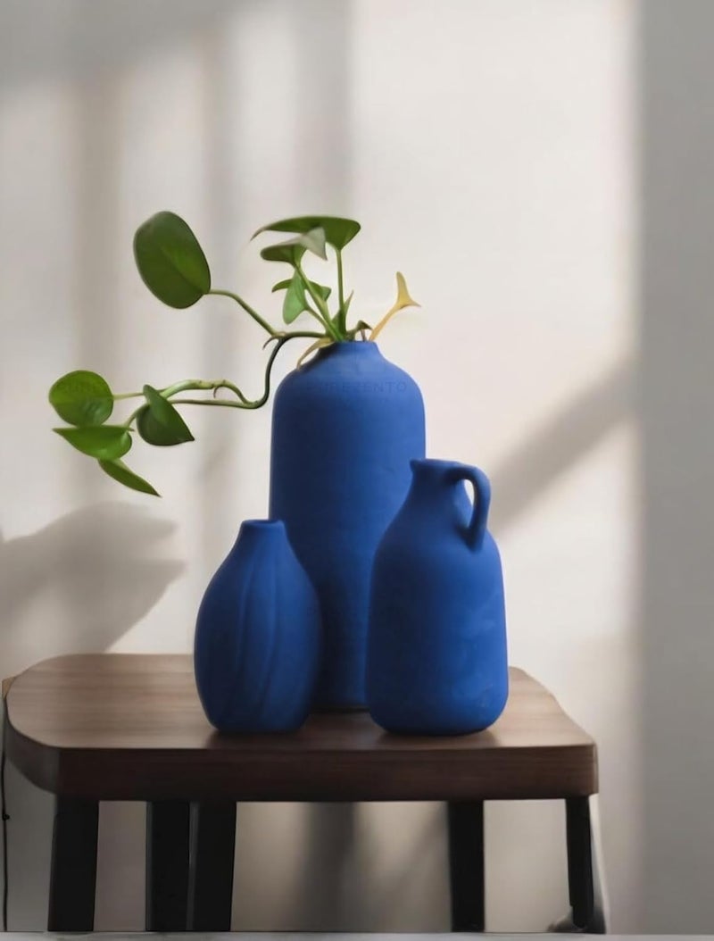 Ceramic Vases Set of 3 Blue  - Image 2