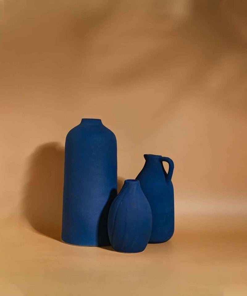 Ceramic Vases Set of 3 Blue  - Image 3
