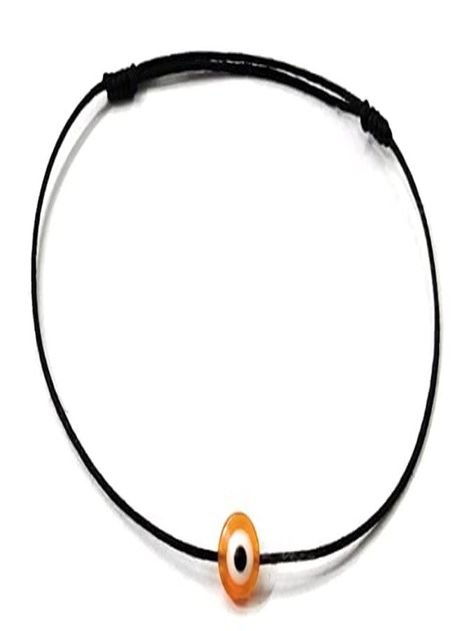 LIGAMENT Black Thread With Evil Eye Nazariya Anklet Adjustable For Girls Women Teenager (Orange) - Image 2