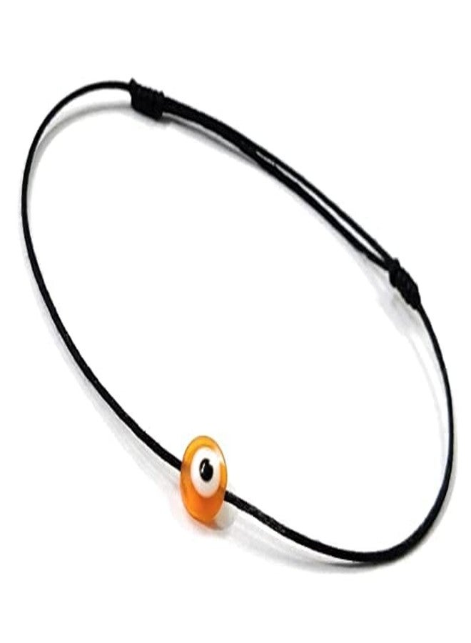 LIGAMENT Black Thread With Evil Eye Nazariya Anklet Adjustable For Girls Women Teenager (Orange) - Image 4