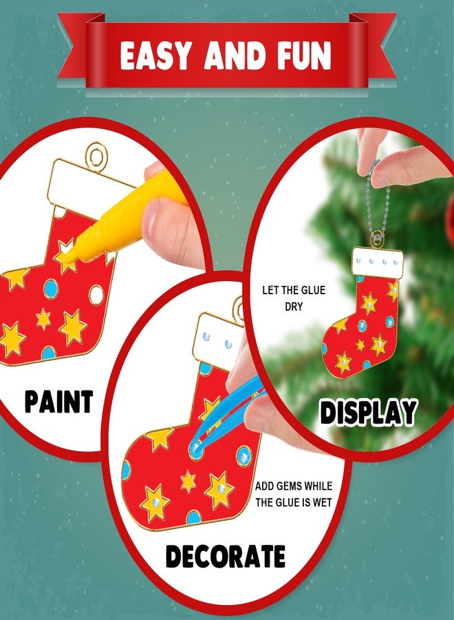 ArtCreativity DIY Christmas Ornament Painting Craft - 31 Pieces Christmas Ornament Kit - Kids Ornament Painting Kit Includes 12 Transparent Ornaments, 6 Colorful Glues, 12 Keychains, Gems, Tweezers - Image 5