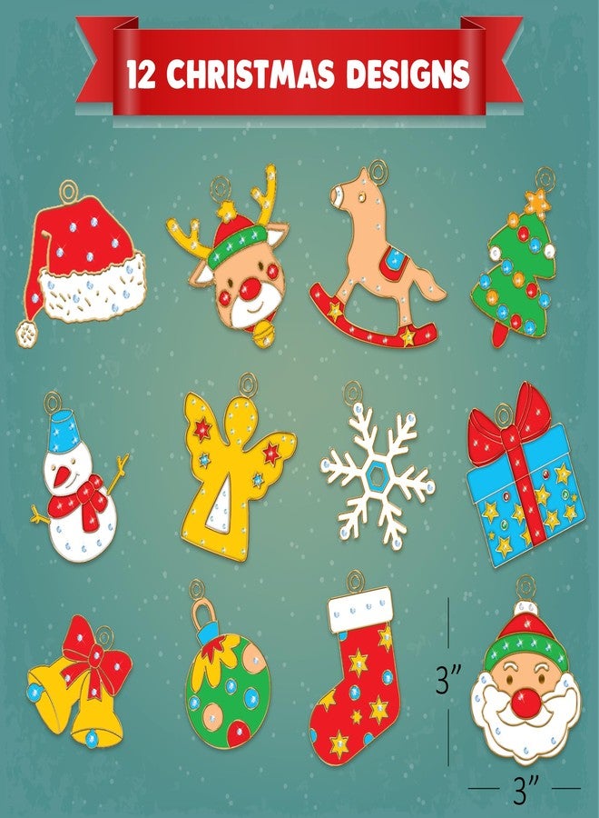 ArtCreativity DIY Christmas Ornament Painting Craft - 31 Pieces Christmas Ornament Kit - Kids Ornament Painting Kit Includes 12 Transparent Ornaments, 6 Colorful Glues, 12 Keychains, Gems, Tweezers - Image 3