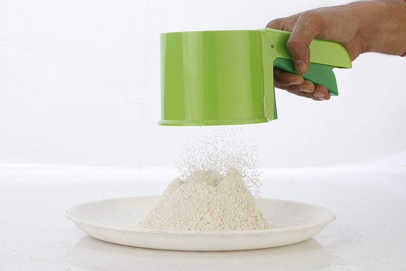 HETARMI ENTERPRISE Hetarmi Flour Sifter Flour Strainer Flour Sifter Strainer Plastic Atta Shifter Sieves Chalani with Press Handle 3 in 1 Multicolor - Image 5