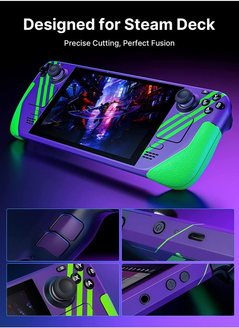 JSAUX Skin Stickers Set for Steam Deck, Vinyl Skin Decal Sticker, Anti-Slip Grip Sticker, Touchpad Stickers, Thumb Grip Caps, Protective Full Wrap Sticker Accessories for Steam Deck  - Image 5