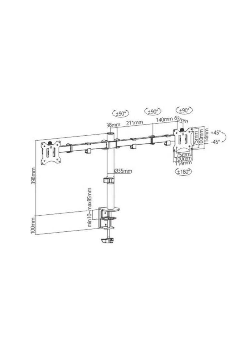 Stargold Articulating Dual Monitor Mount Black - Image 5
