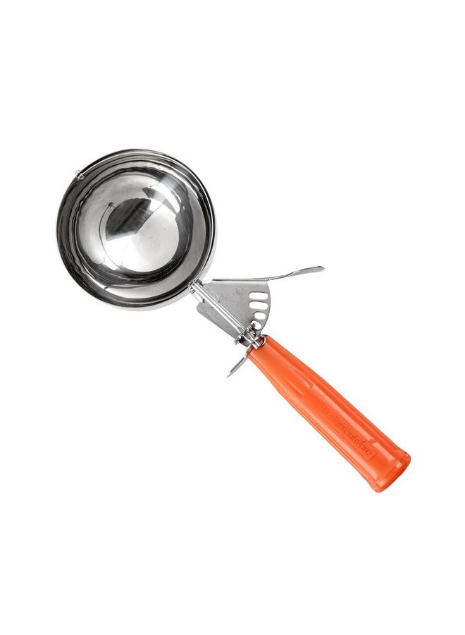 Restaurantware مغرفة مطعم ميت لوكس 8 أونصات - مغرفة متينة ذات زناد إبهام برتقالية من الفولاذ المقاوم للصدأ لمراقبة الحصص للآيس كريم والبطاطس المهروسة وعجينة البسكويت - Image 2