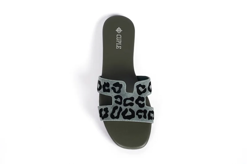 Cuple Ladies  flat slide Sandals printed