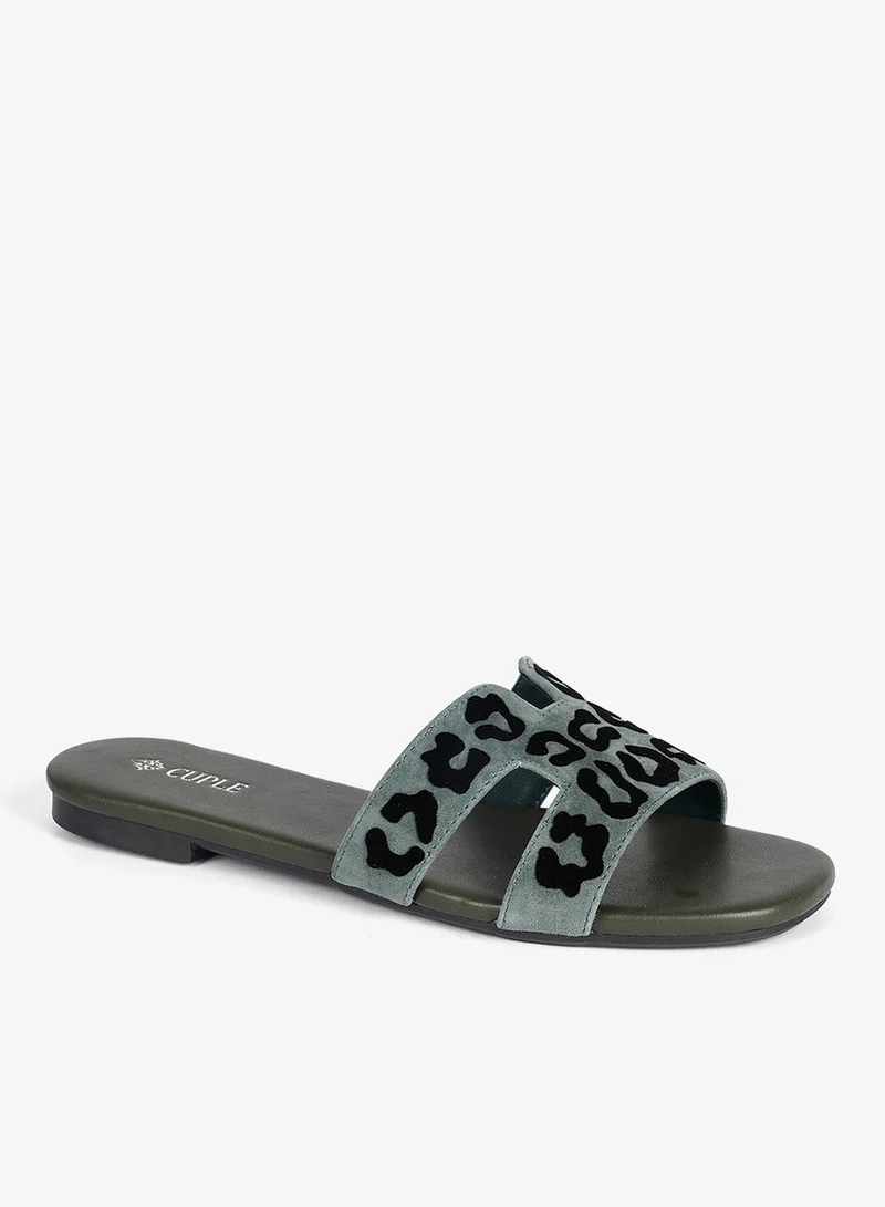 Cuple Ladies  flat slide Sandals printed
