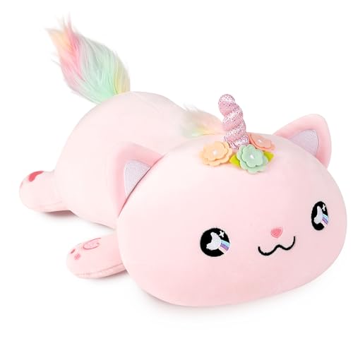Onsoyours Cute Kitten Unicorn Plush Toy Stuffed Animal Kitty Soft Anime Cat Plush Pillow for Kids Pink Unicorn Cat 12 - Image 1
