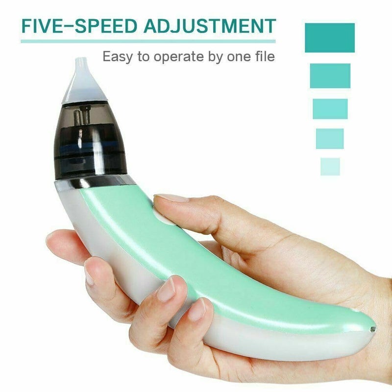 SAFER GIGGLES Premium USB-Rechargeable Electric Baby Nasal Aspirator – Adjustable 5-Level Suction Nose Quiet Motor, Portable Baby Nose Sucker Newborn–Safe Hygiene (White- Green) - Image 4