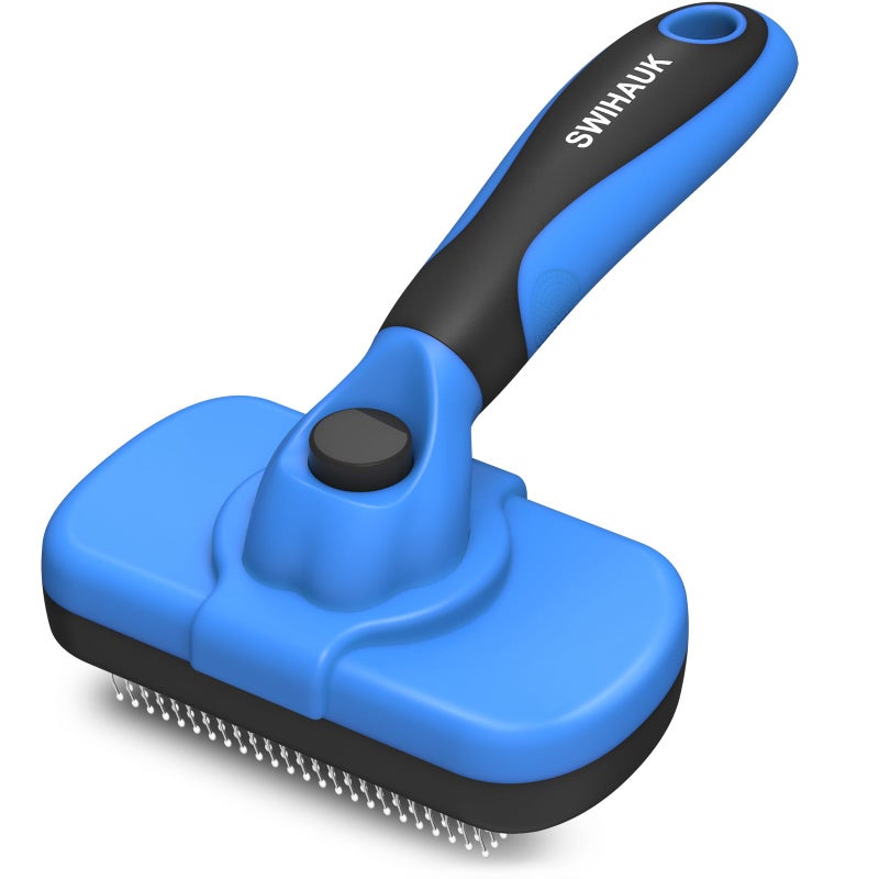 Swihauk Self Cleaning Slicker Brush Skin Friendly Deshedding Grooming Tool for Dogs Cats Suitable for Shedding Haired Pets with Pet Supplies Accessories Blue