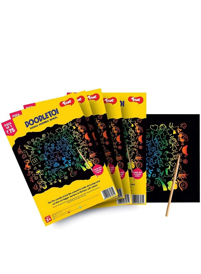 Toiing Doodletoi Return Gifts Combo - 10 Magical Rainbow Scratch Art Sheet Packs | Fun Art & Craft Kit | Great Return Gift for Kids Age 4 Years & Above - Image 1