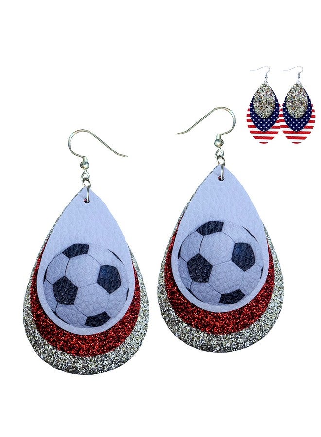Mall of Style Soccer Earrings - Soccer Moms Jewelry - Soccer Ball Earrings - Soccer Accessories (Red & Silver) - Image 1