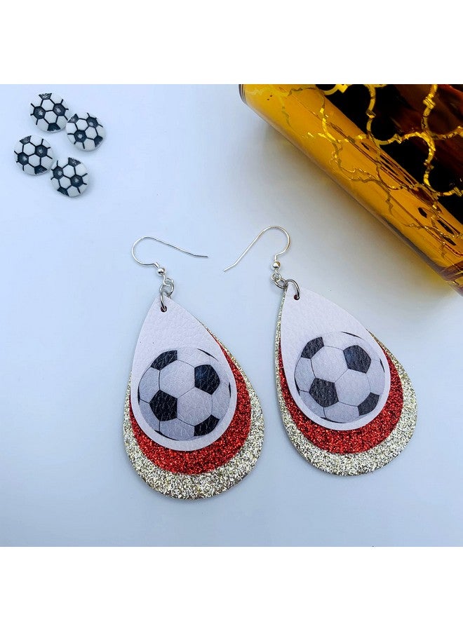 Mall of Style Soccer Earrings - Soccer Moms Jewelry - Soccer Ball Earrings - Soccer Accessories (Red & Silver) - Image 4