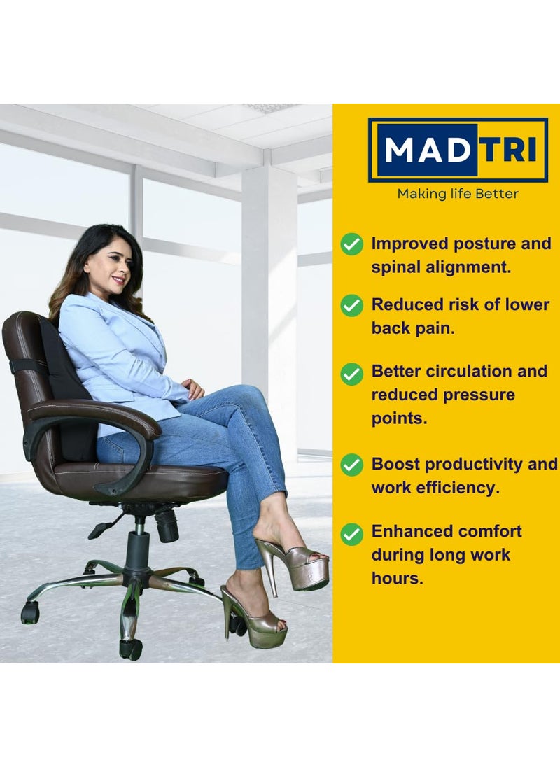 MADTRI MADTRI Car Seat Pillow Backrest Cushion For Car Car Seat Back Support Orthopedic Memory Foam Back Seat Cushion for Sitting Posture Chair Posture Corrector Lumbar Back Pillow NonSlipComfort  - Image 2