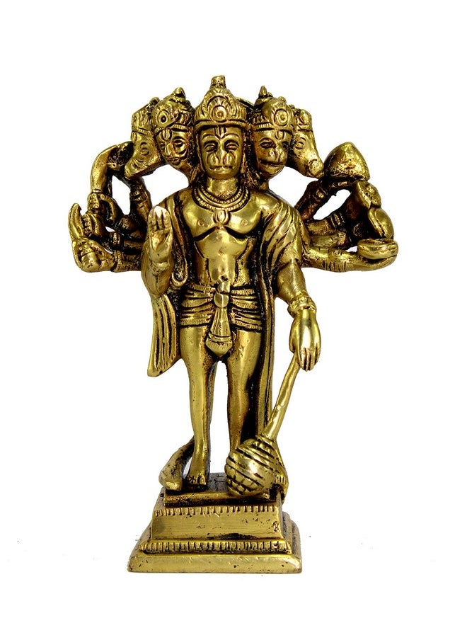 ESPLANADE ESPLANADE Brass Panchmukhi Hanuman Anjaneya Pavan Putra Bajrangbali Idol Murti Moorti Statue (6.5 Inch)  - Image 1