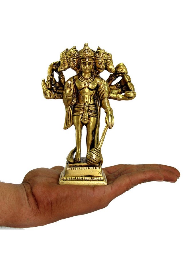 ESPLANADE ESPLANADE Brass Panchmukhi Hanuman Anjaneya Pavan Putra Bajrangbali Idol Murti Moorti Statue (6.5 Inch)  - Image 5