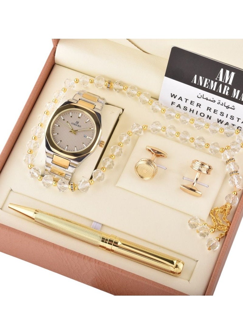 انيمار مان طقم ساعه فخم - مع سواره و قلم وكبك  للرجال