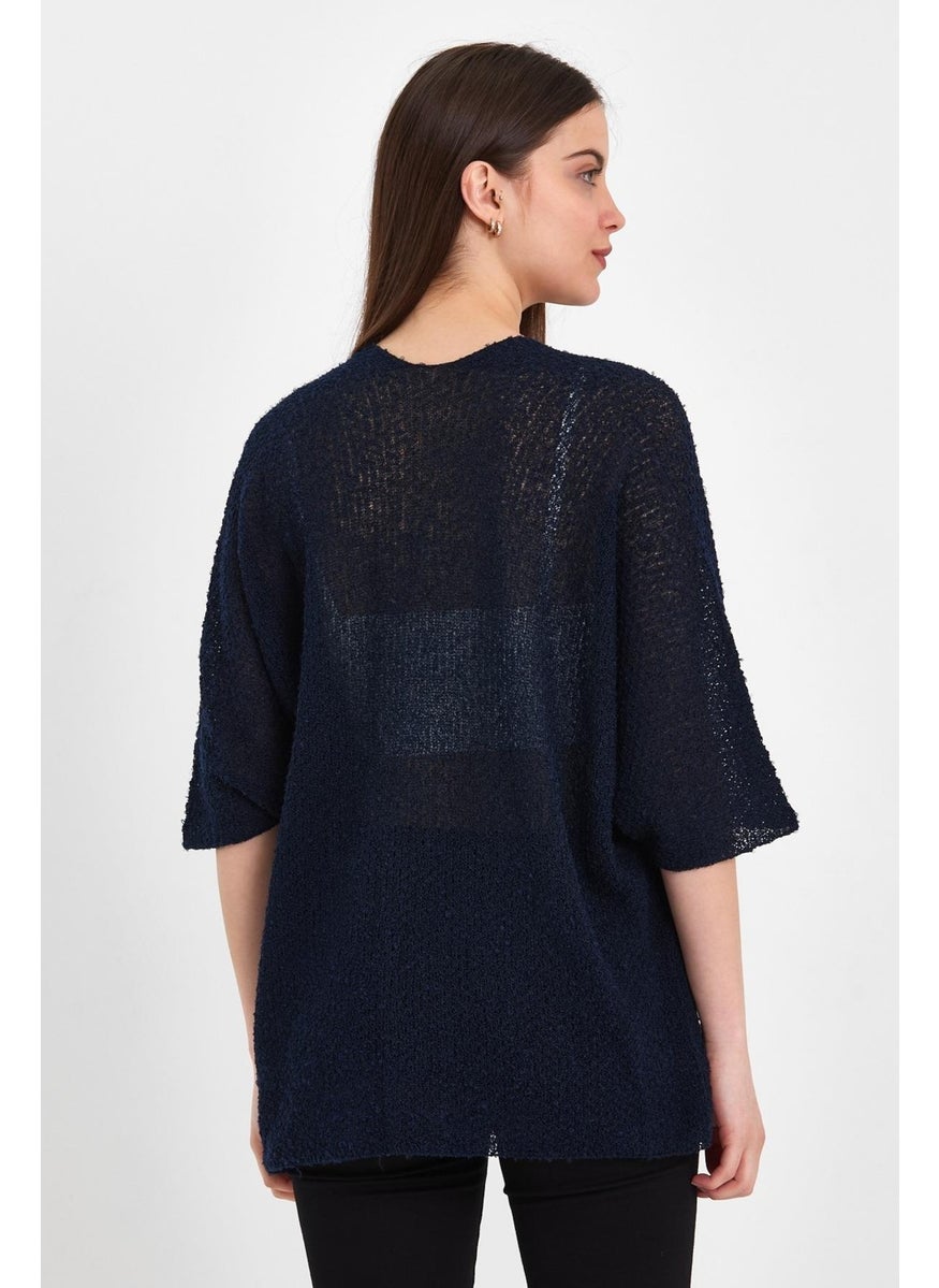 Odelon Bat Sleeve Casual Spring Women's Navy Blue Knitwear Cardigan  - Image 1